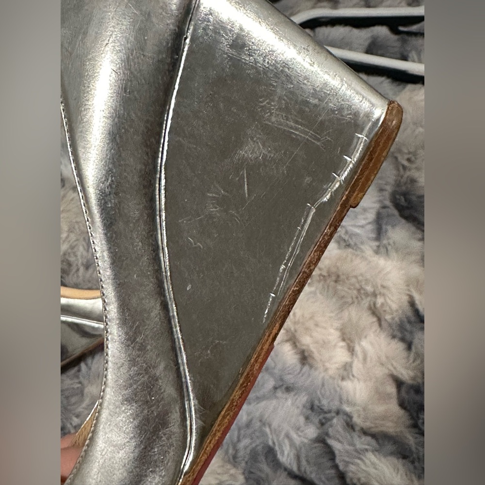 Christian Louboutin silver wedge 37 1/2 - Picture 7 of 13
